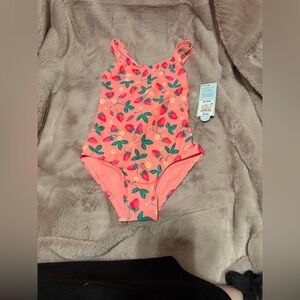 Cat & Jack Pink Strawberry Print One-Piece Swimsuit